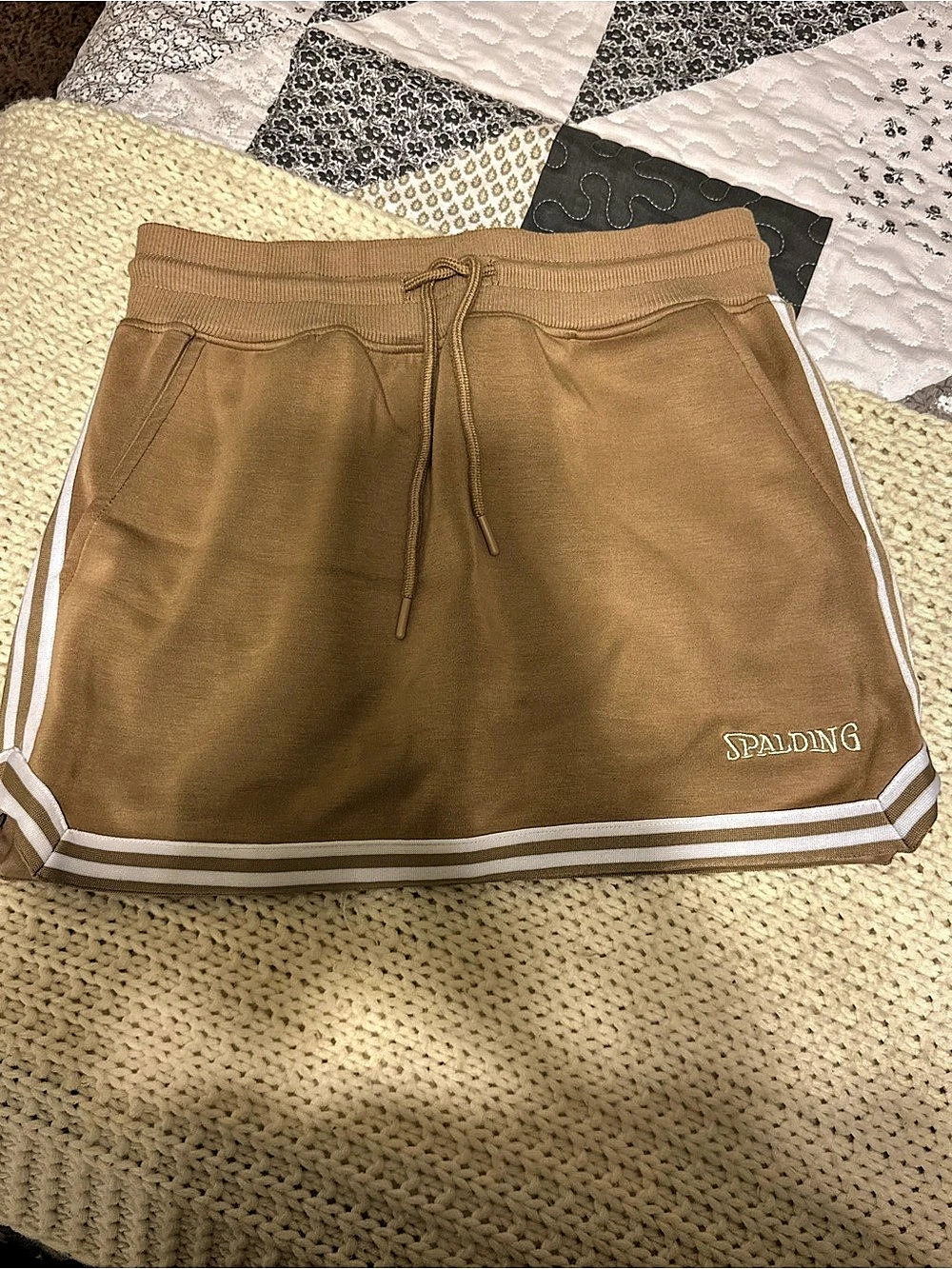 Spalding Tech Fleece Skort Color Block Brown XS